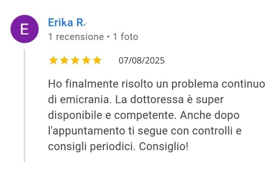 Testimonianza trattamento emicrania, naturopata, Codroipo, Udine, Pordenone